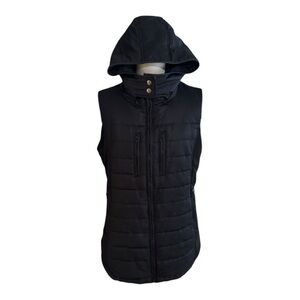 DAISY Black‎ Puffer Vest Removable Hood Hoodie Size XL Warm Cozy Casual Jacket